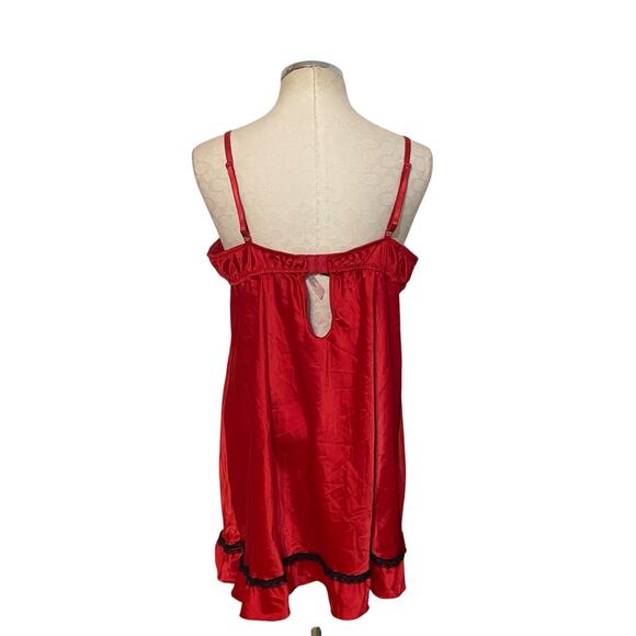 Flora’s Follies Red Satin Babydoll Sexy Lingerie Chemise Slip Plus Size 2X - Picture 4 of 8